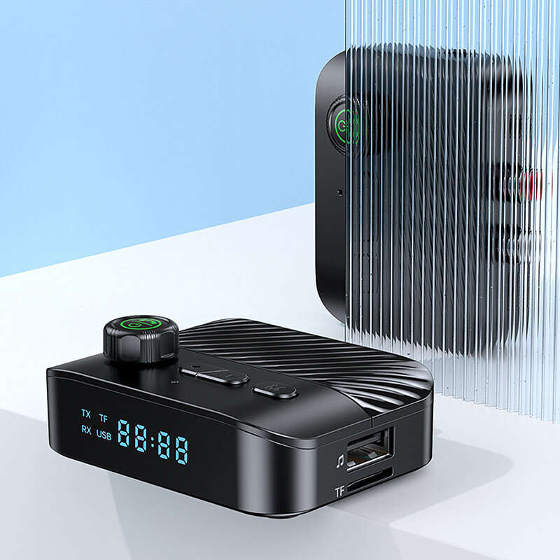 C68 Digital Display bluetooth Receiver Transmitter BT5.3 Stereo LED U Disk 3.5MM AUX Jack RCA Wirele