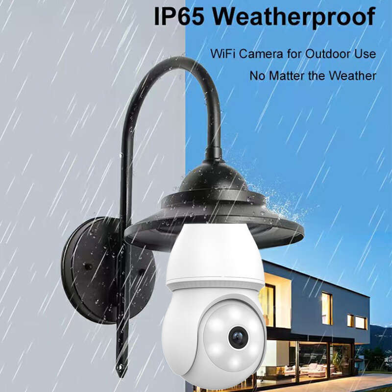 White - 1080P 2K Wireless Light Bulb Security Camera 355 PTZ E27 IP65 Waterproof Motion Detection Au
