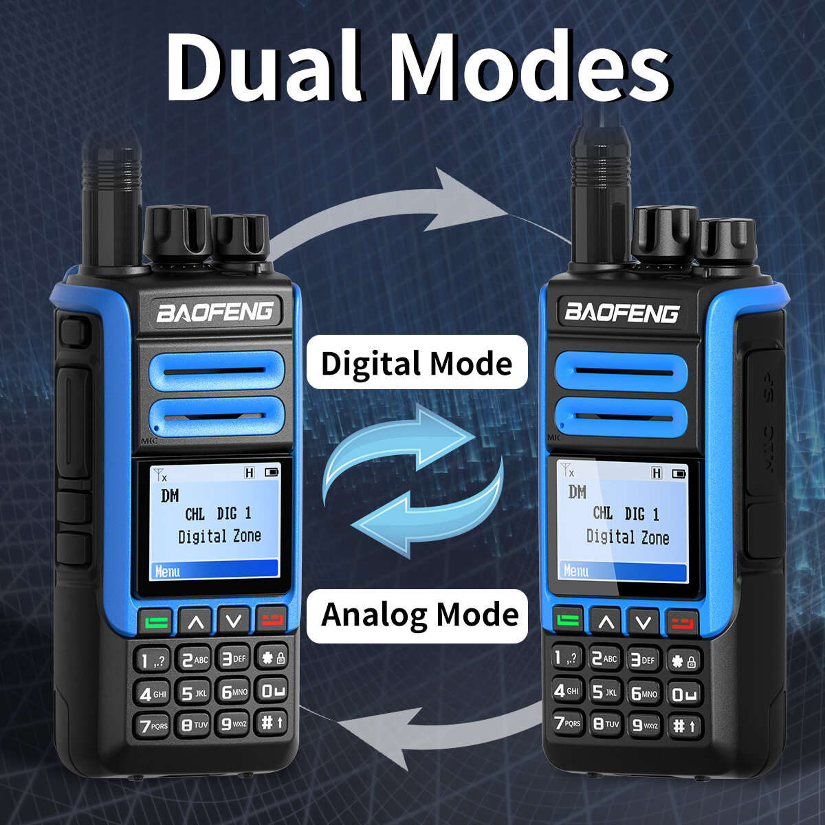 Radio+Type-C Cable+Earphone+Hand Mic - Baofeng DR-1802U Digital Two Way Radio Dual Mode Dual Time Sl