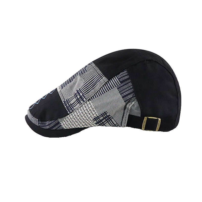Light Grey - Collrown Men Berets Retro Patchwork Plaid hat Men's Flat Cap England Newsboy Cap Classi