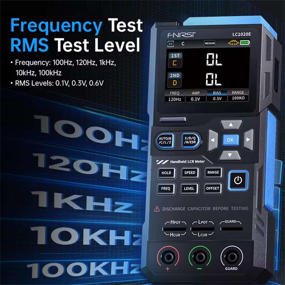 blue - FNIRSI LC1020E Handheld LCR Bridge Tester 100Hz to 100kHz Precision Frequency Auto Calibratio