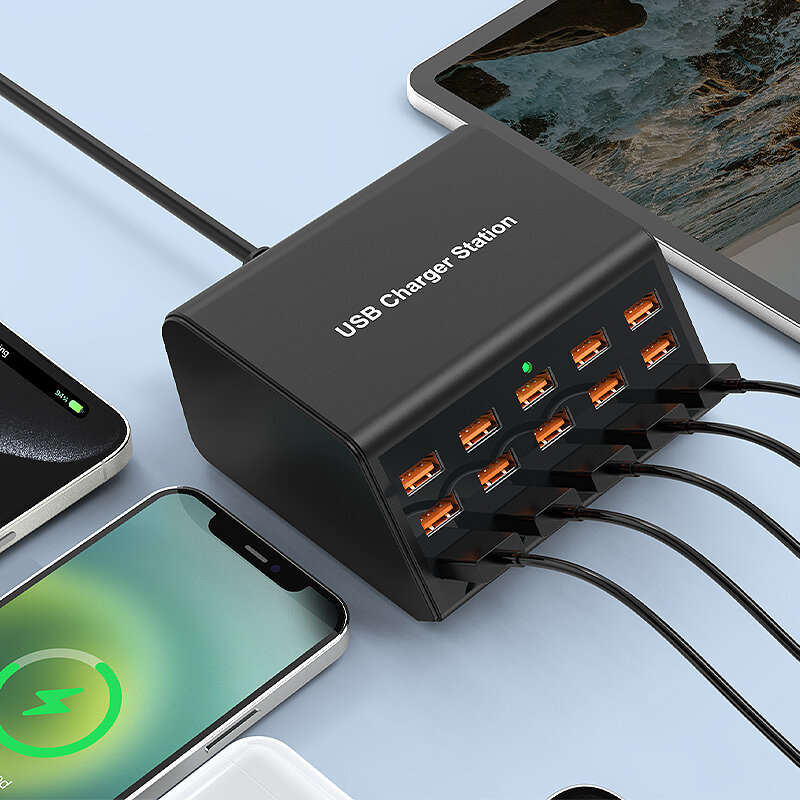 100W 15-Port USB Charger 15xUSB-A Fast Charging Desktop Charging Station