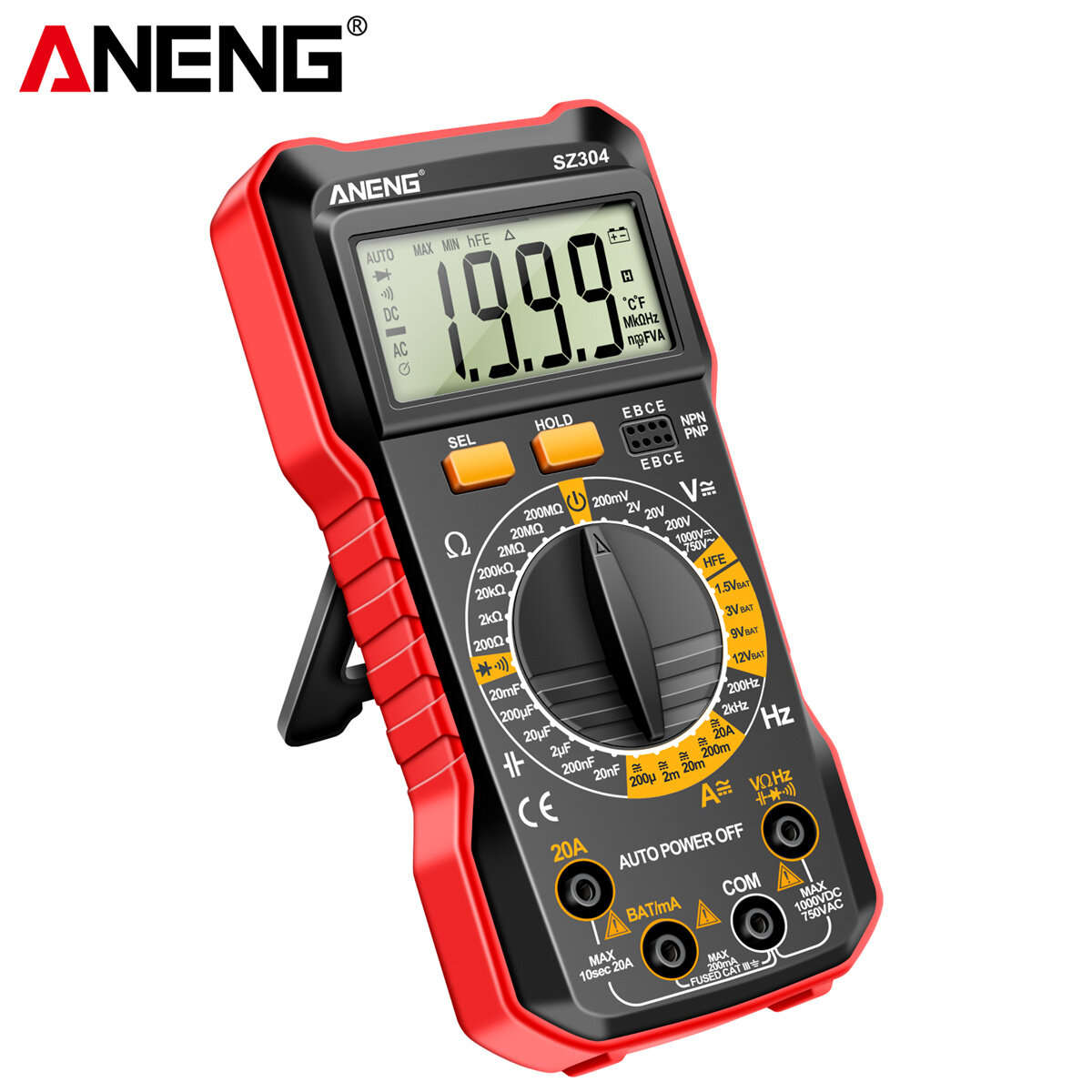 ANENG SZ304 Digital Multimeter, Durable ABS Body, Accurate Measurement of Voltage Current Resistance