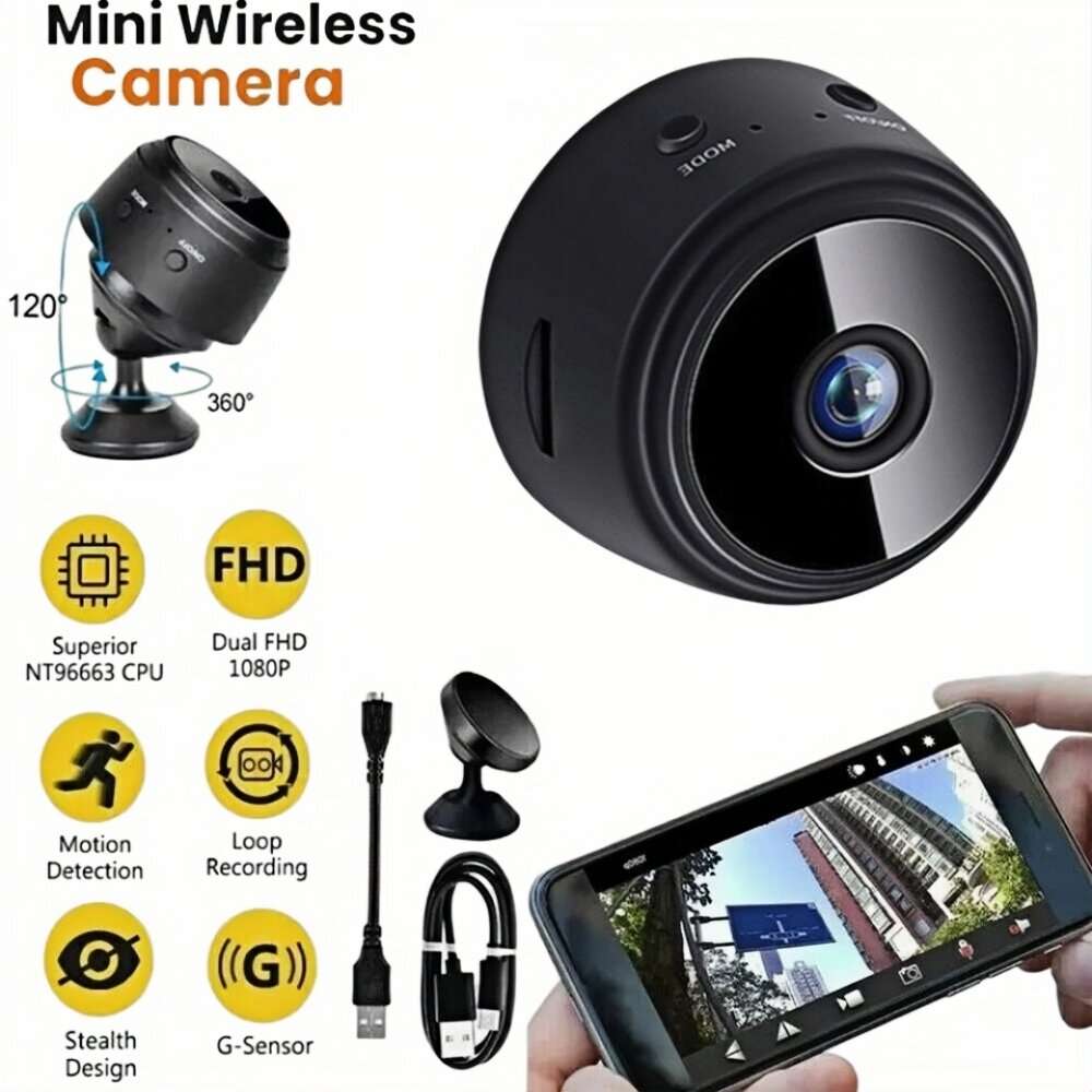 Black Standard Version with Data Cable - A9 Mini WIFI Security Camera 1080P Full HD Wide Angle Motio