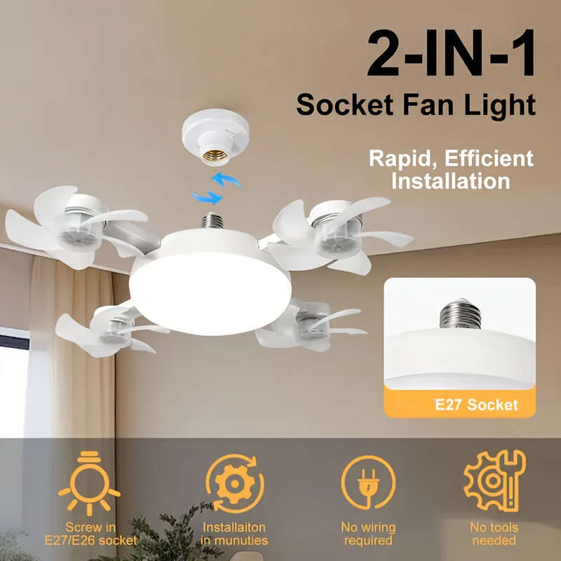 Type B - Elfeland Creative Drone-Style E27 LED Fan Light 2-in-1 Lighting & 3 Speed Fan with Remote C