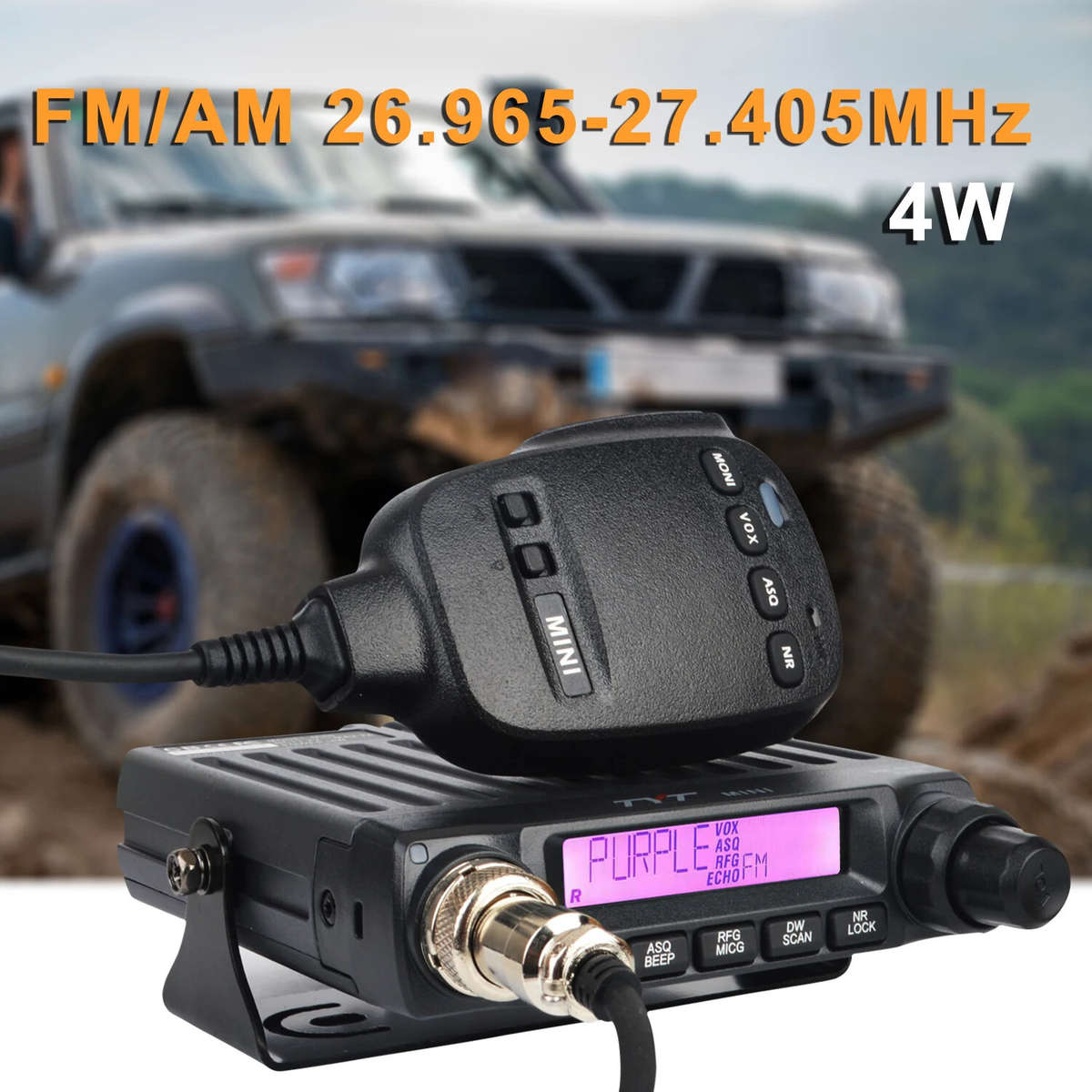 Black - TYT CB Mini Radio 27MHz Mobile Transceiver 40 Channels FM AM Modulation 4W Compact European