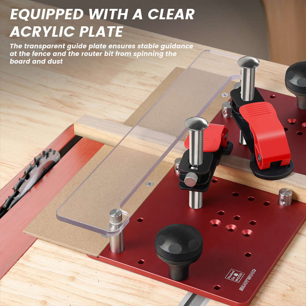 Red - ENJOYWOOD Hooked On Wood Precision Router Table Rail Coping Sled Woodworking Professional Rail