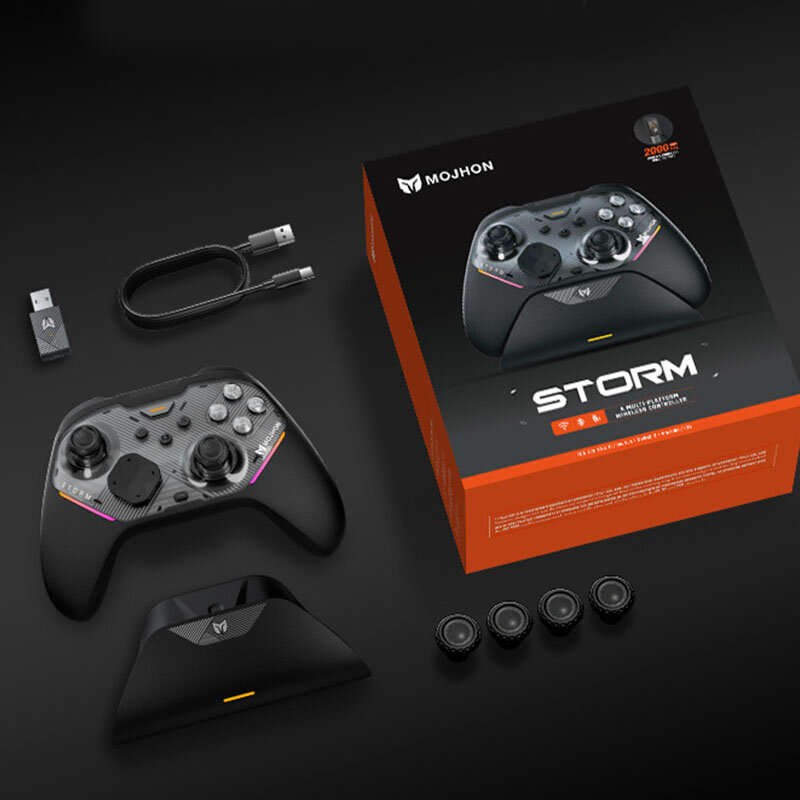 Black - MOJHON Gale 2 Tri-mode Wireless Gaming Controller TMR Electromagnetic Joysticks 2000Hz Polli