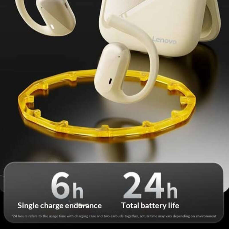 Black - LENOVO EA340 Open-Ear Earhooks Wireless bluetooth 5.4 Earphone 14.2mm Large Moving Coil Low