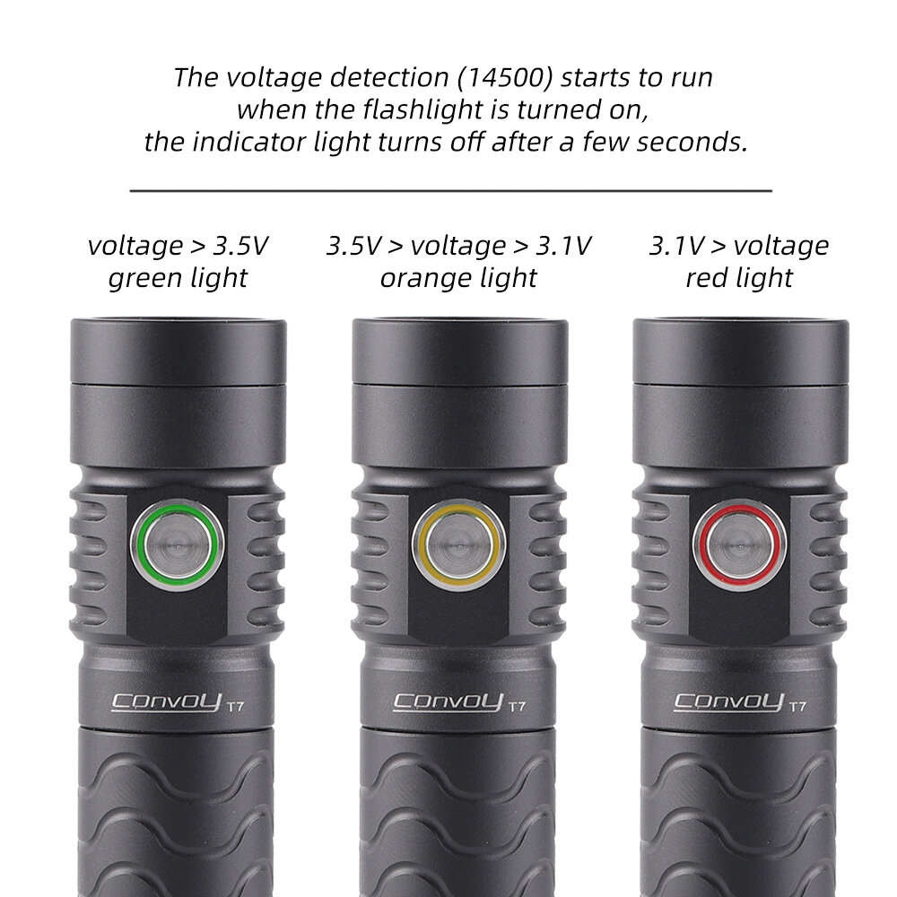 5700K - Convoy T7 TIR Lens Strong Floodlight Tactical Flashlight AA 14500 Battery 4Modes EDC Portabl