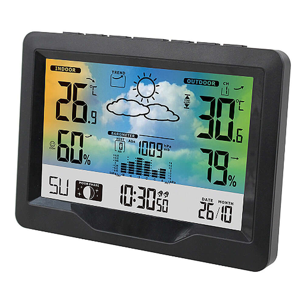Wireless Weather Station Clock Digital Indoor Thermometer Hygrometer Meter 12H Air Pressure Record M