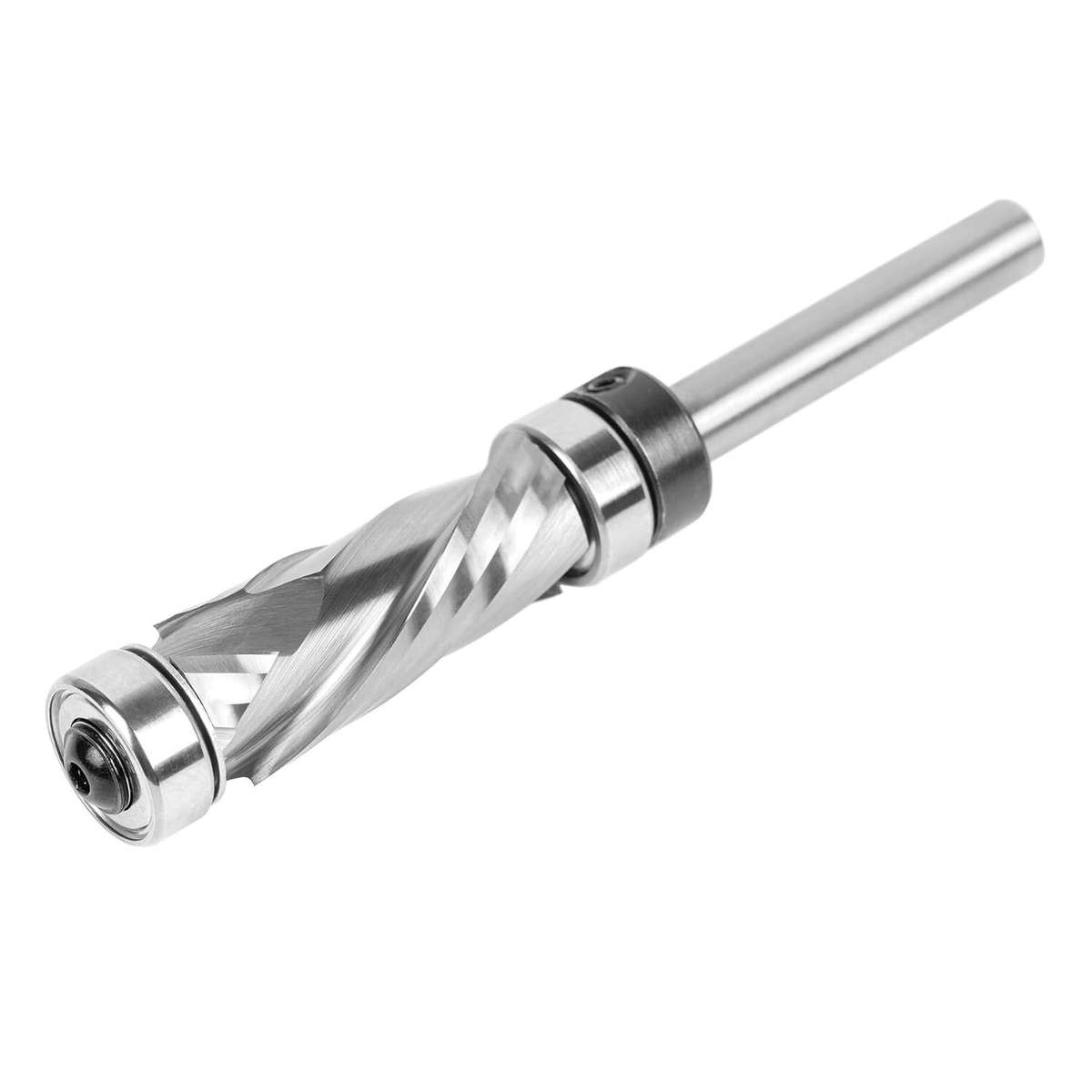 1-1/4 Inch - 1/4 Inch Shank Carbide Compression Flush Trim Router Bit with Top Bottom Bearing 1/2 In