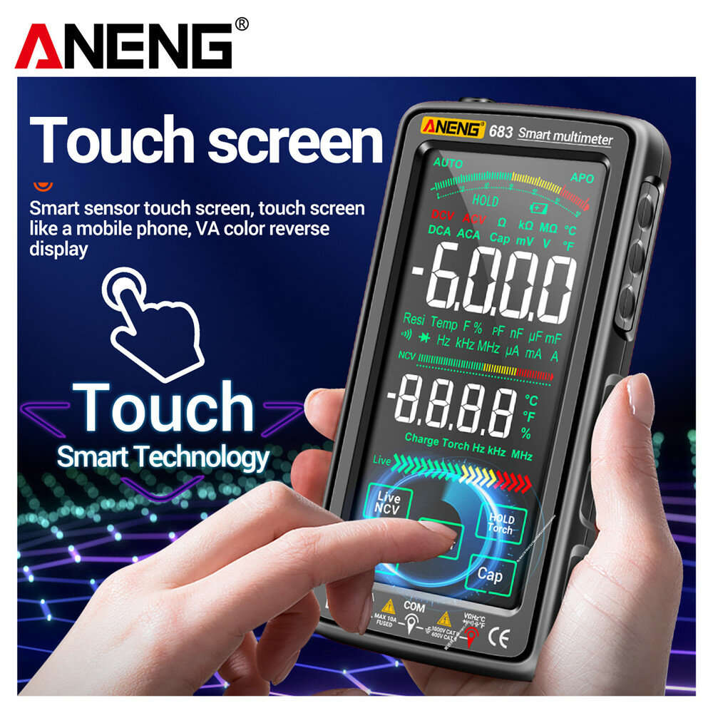 683 Black Pro - ANENG 683 Smart Multimeter High-end Touch 6000 Counts Multimetro Test Rechargeable M