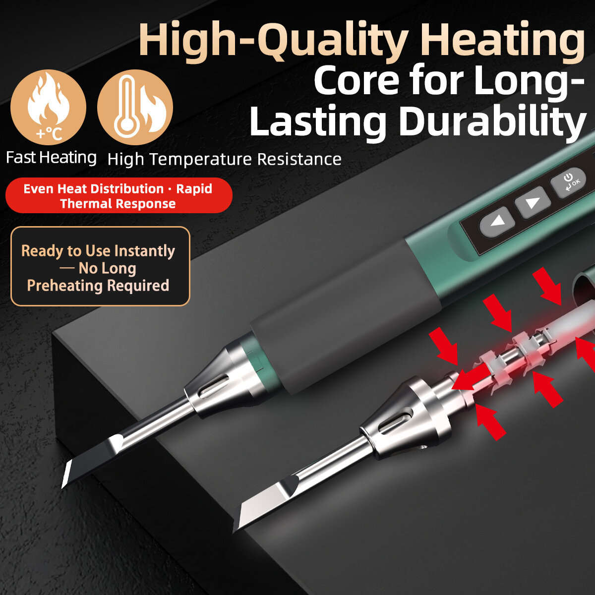 Green - ZOYI ZT-N1PRO Smart Soldering Iron 98W 80-450 PID Temperature Control OLED Display Type-C Fa