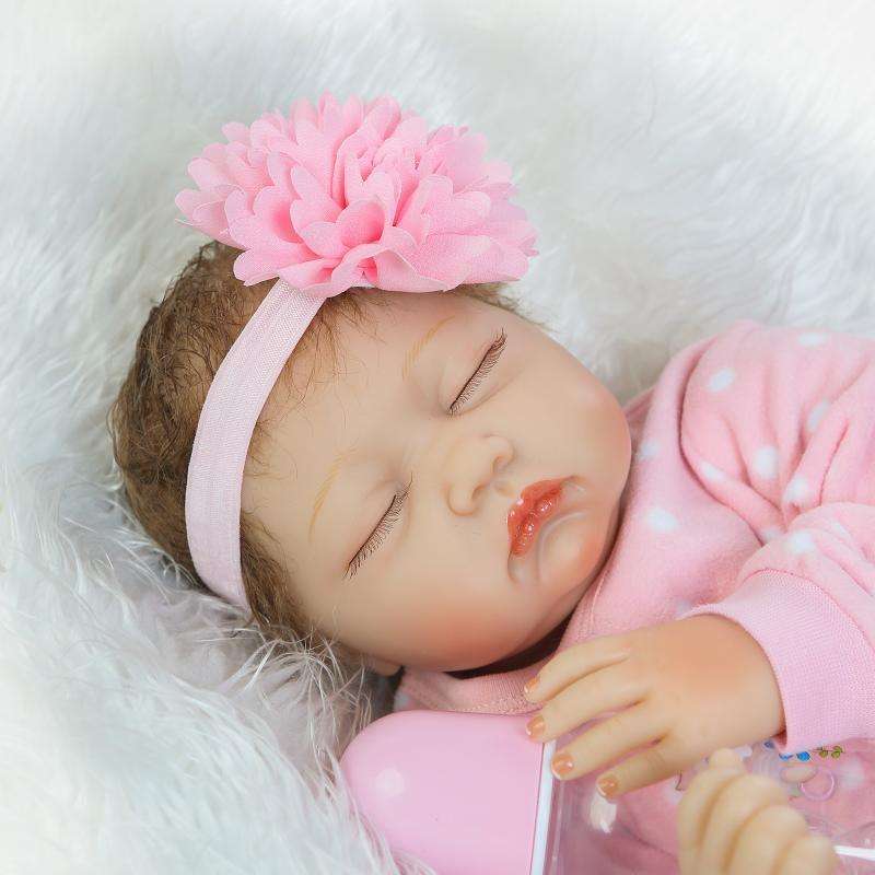 22``Handmade Lifelike Baby Girl Doll Silicone Vinyl Reborn Newborn Dolls Clothes Baby Doll Toy