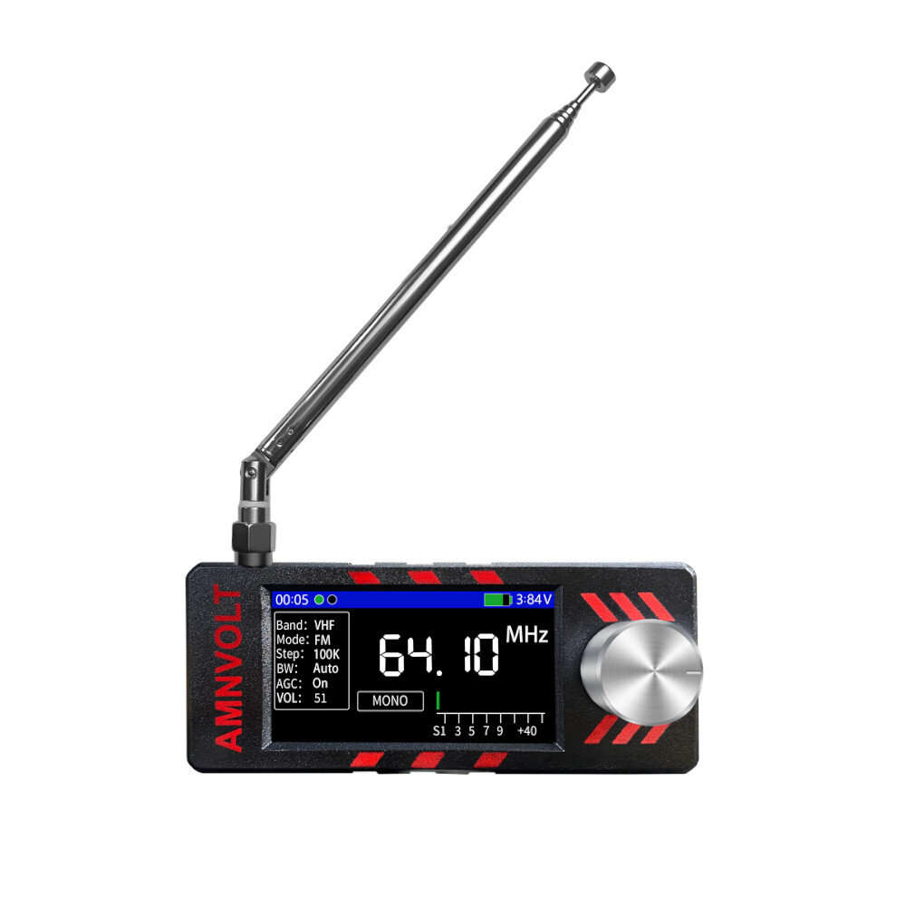 Black Loop Antenna Version - AMNVOLT V3S Mini SI4732 DSP Radio Receiver with Hi-Z Headphone Amplifie