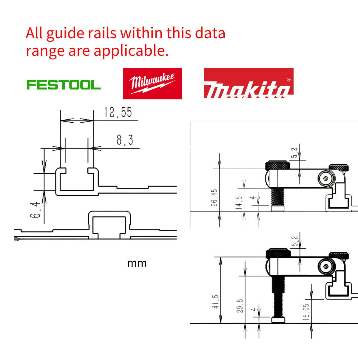 2 PCS - HONGDUI Hooked On Wood 2pcs Folding Guide Rail Clamp HD30-GD7N Bench Dog Flip Clamps Folding