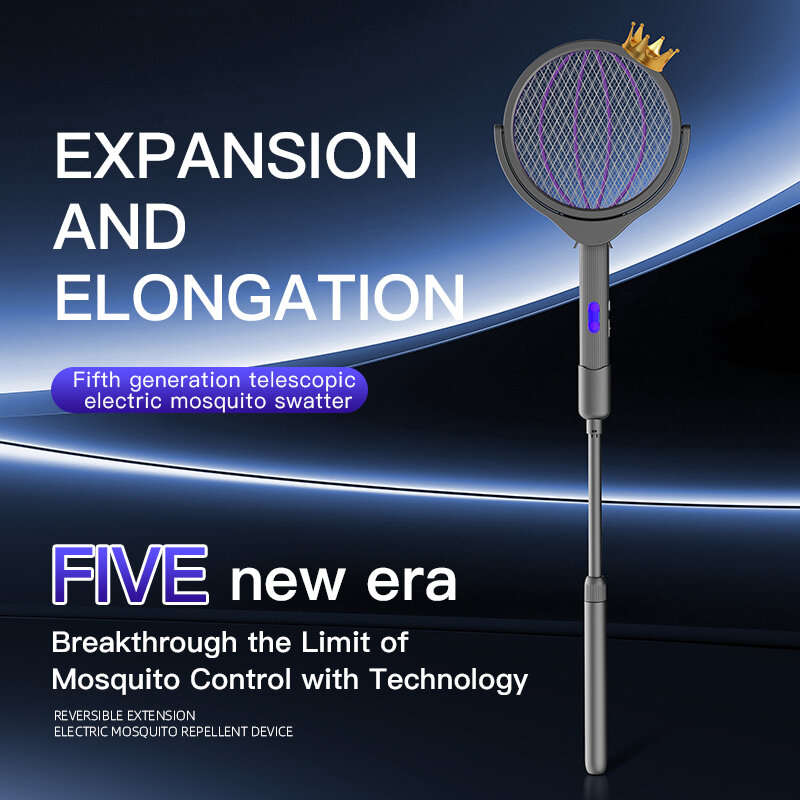 1 Pcs - Tevorex 4 In 1 Intelligent Telescopic Electric Mosquito Swatter 360 Rotating Mesh Two-Stage