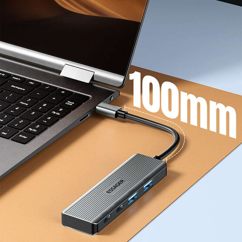 2USB-C+2USB-A - Essager 4 in 1 Type C to USB Hub 4 Ports USB3.2 Gen 2 Portable High Speed Splitter A