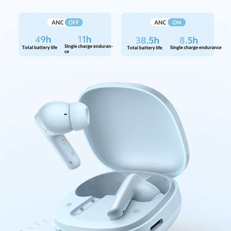 Blue - QCY T13PRO TWS bluetooth 6.0 Headset Wireless ANC Earphone 50dB Depth Noise Cancelling 6-Mic