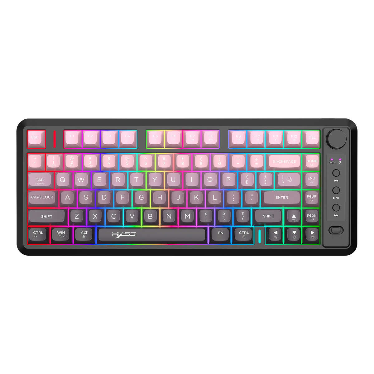 Black - HXSJ L400 Three Mode Wireless Gaming Keyboard 81 Keys Ergonomic RGB Backlight Membrane 2000m