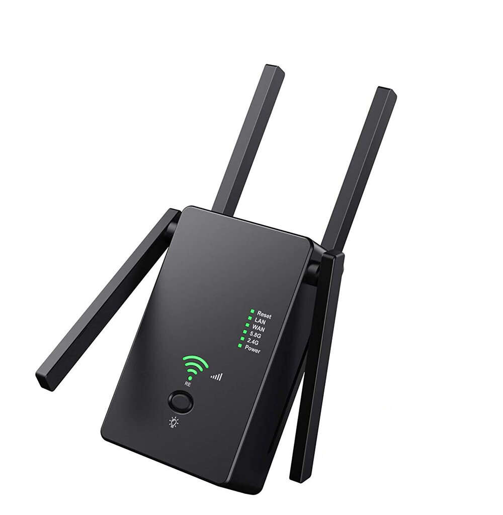 Black - 1200M Dual Band Wireless AP Repeater 2.4GHz 5.8GHz Router Range Extender WiFi Amplifier Sign