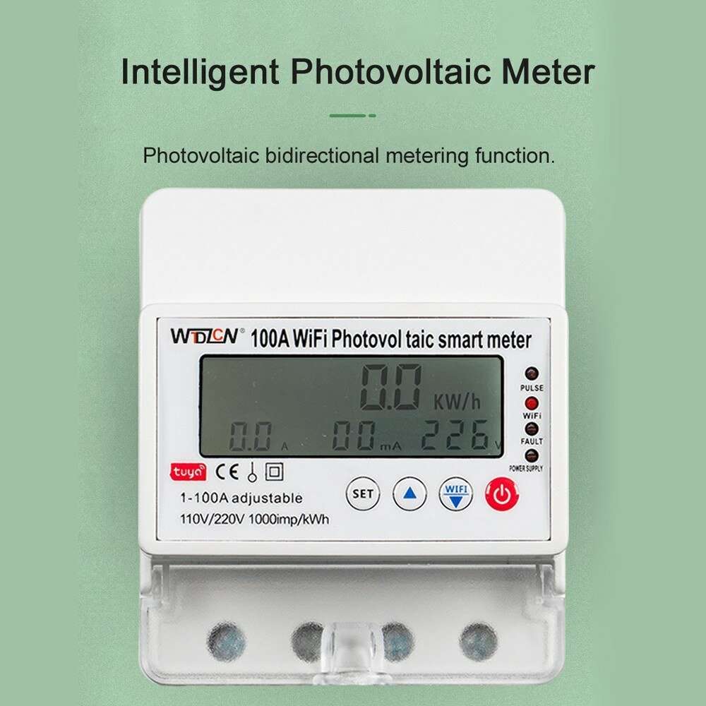 Tuya WiFi Intelligent Photovoltaic Meter Breaker Timer Multifunctional Solar Bidirectional Hour Mete