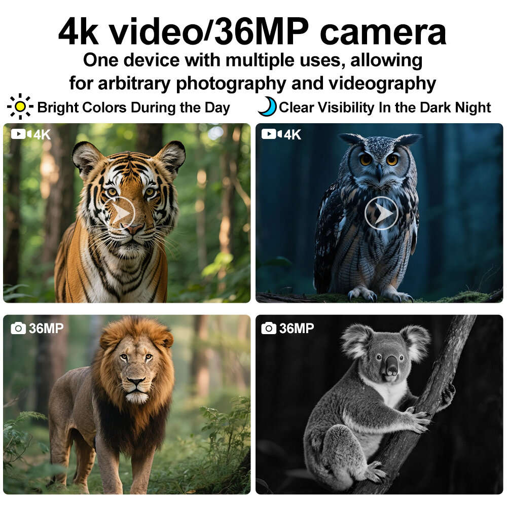 Black - IPRee NV4500 4K Mini Night Vision Device, 8X Digital Zoom Range 400M Infrared Night Vision M