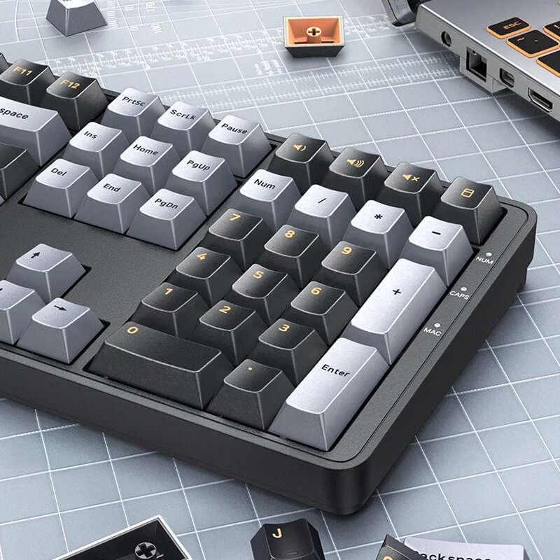 Black - UGREEN KU103 108-Keys Wired Mechanical Gaming Keyboard Silence Structure PBT Keycaps Red Swi