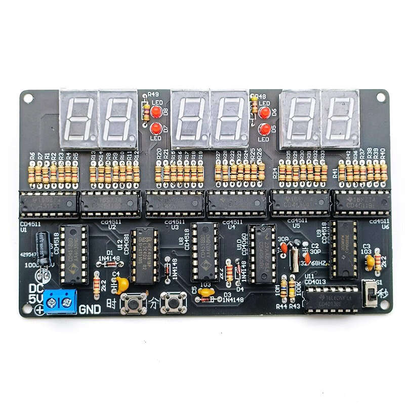 With Shell - 6 Digits DIY Clock Kit Auto Display Time DIY Alarm Clock Soldering Practice Kit for Stu