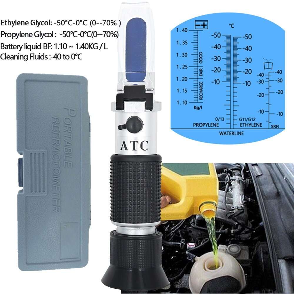 4 in 1 Car Automotive Refractometer Antifreeze Battery Fluid Refractometer Glass Freezing Point Wate