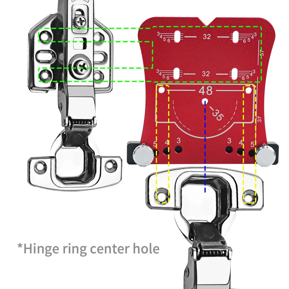 #D - 35mm Woodworking Hinge Hole Opener Punch Tool with Punch Locator and Limiting Frame Premium Alu