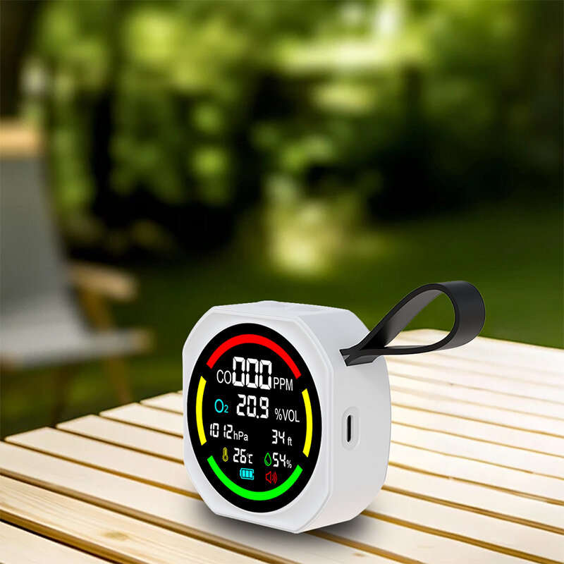 White - 6in1 DM336 Carbon Monoxide Oxygen Meter CO O2 Temperature Humidity Air Pressure Altitude Mea