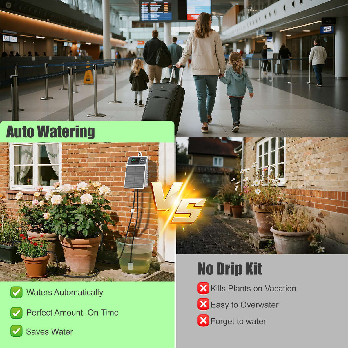 White - SOP17 Upgraded Solar Drip Irrigation System Automatic Watering Plants Supplies for Home and