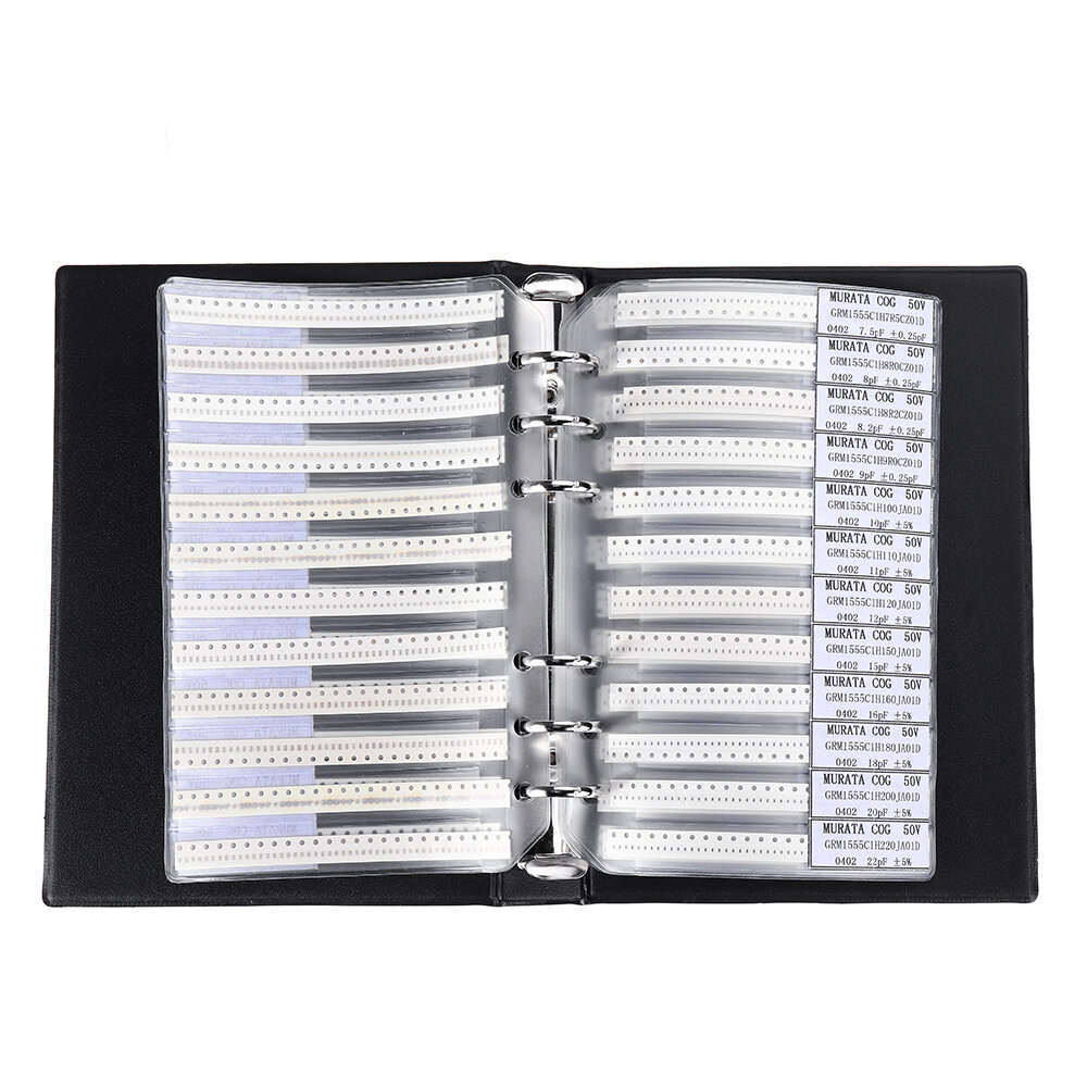 0402 SMD Resistor Sample Book 0R~10M 1% 170valuesx50pcs=8500pcs + Capacitor 80valuesX50pcs=4000pcs 0