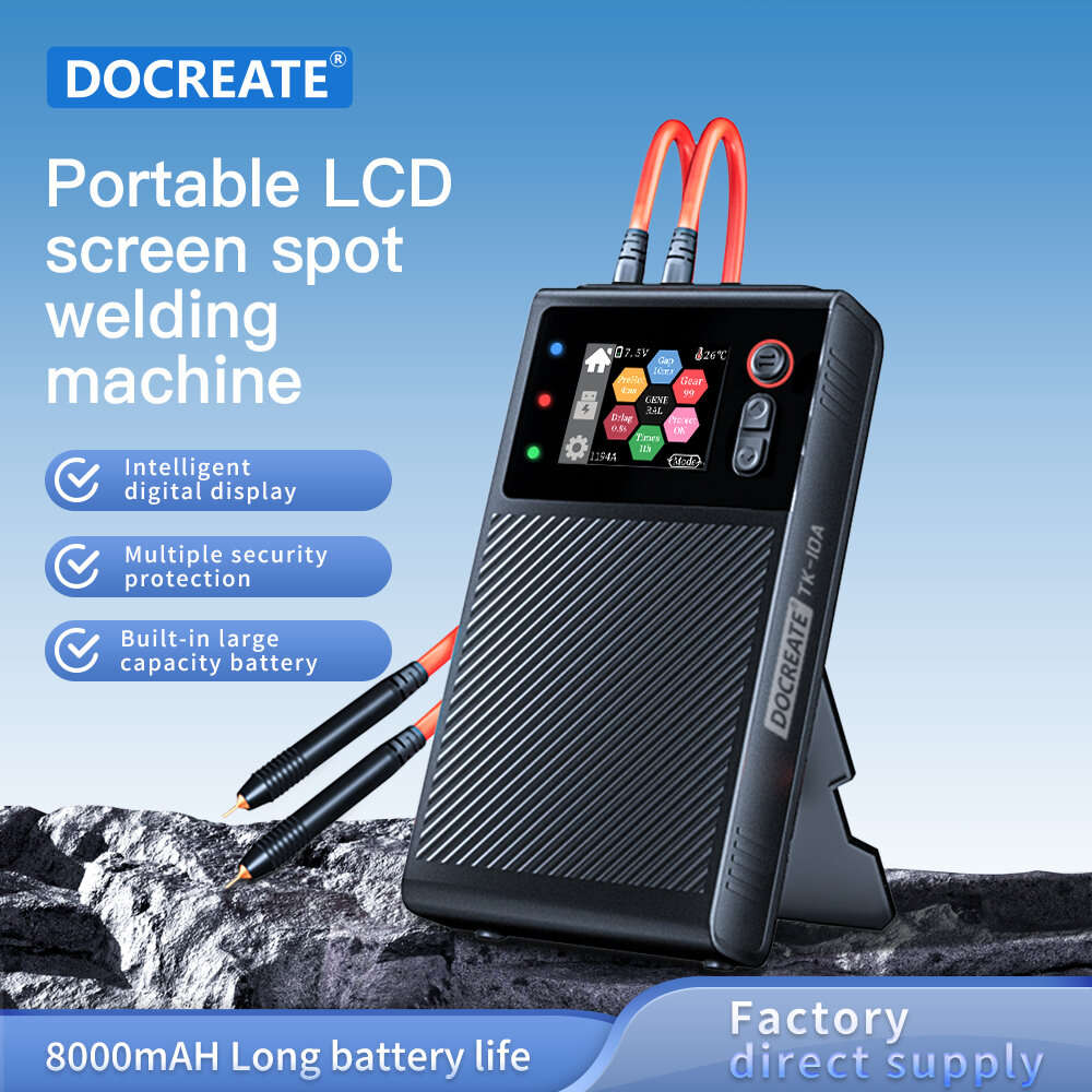 Black - DOCREATE TK-10A Portable LCD Screen Spot Welder 1200A Welding Current 8000mAh Battery Advanc