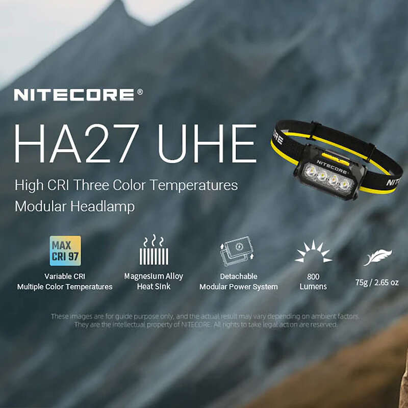 Black - NITECORE HA27 UHE Rechargeable Headlamp 800 Lumens 3 Color Temperatures USB-C Waterproof Hea