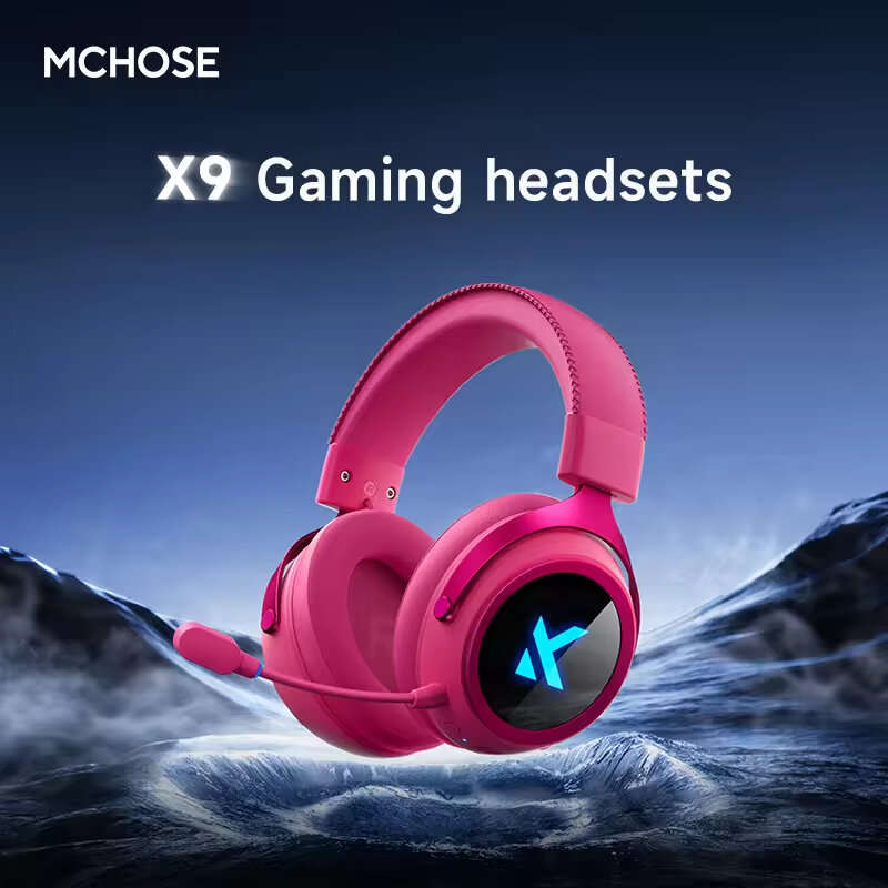 Red - MCHOSE X9 Gaming Headset bluetooth Headphone 53mm Large Drivers 7.1 FPS Surround Sound 2000mAh