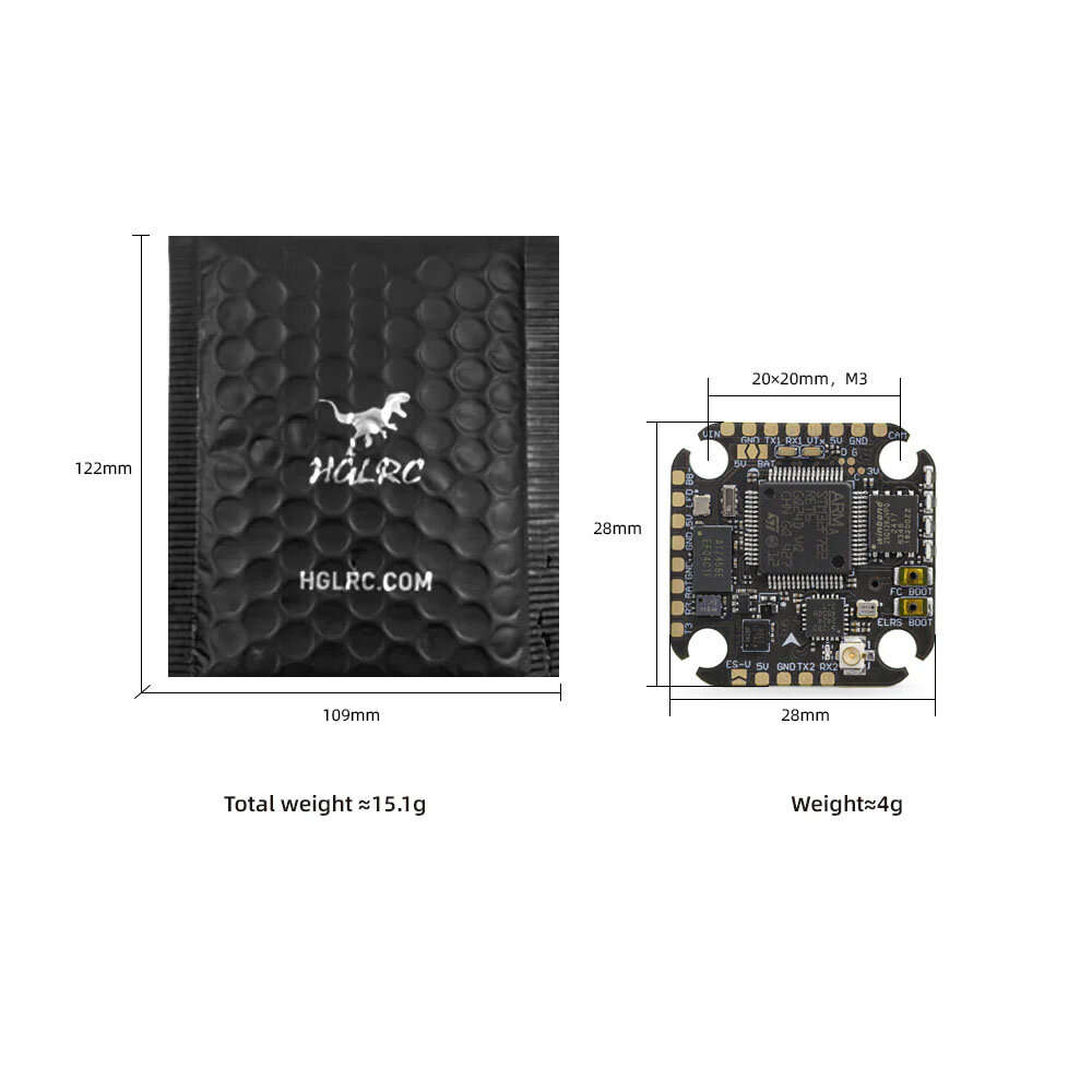 Flight Controller - 2020mm HGLRC SPECTER F722 Lite 2-6S Flight Controller ICM42688 Built-in ELRS 2.4