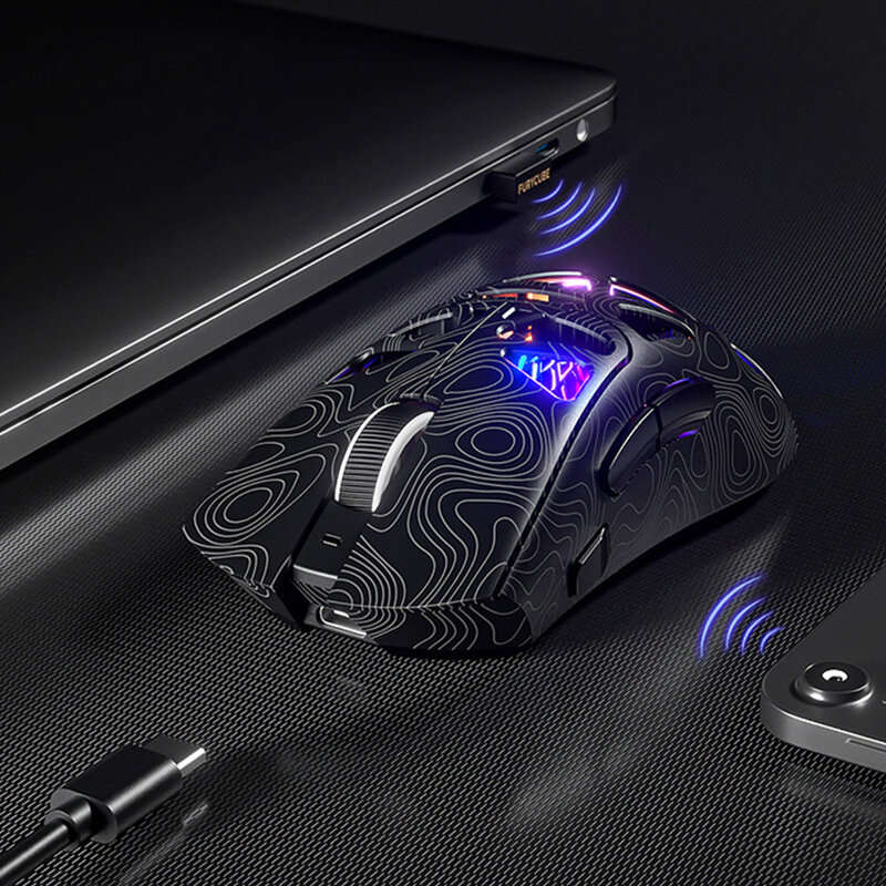 Black - FURYCUBE G11 Hollow Design Wireless Gaming Mouse with RGB Light Three-mode PAW3311 Sensor 22