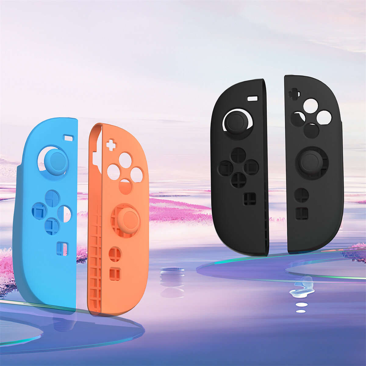 Black - JYS JYS-NS2292 Switch2 Joycon Left and Right Handle+Joystick Caps Anti-slip Shockproof Silic