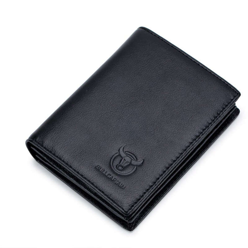 Black - BULLCAPTAIN Men's Genuine Leather Wallet Multi Card Bag Large Capacity Bifold Wallet Credit