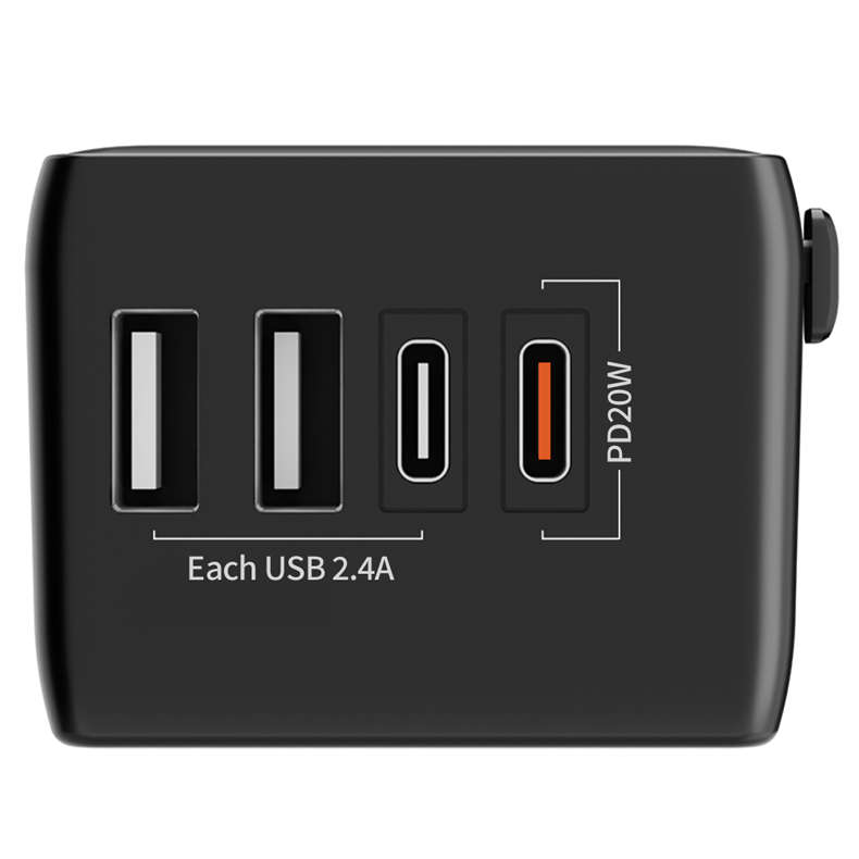 EU Plug - BlitzWolf BW-TA1 Universal Travel Adapter Plug with 4 USB EU UK US AU AC Power Charger Ada