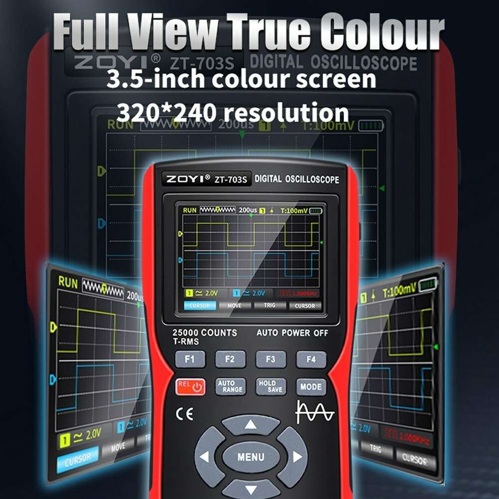 Standard - ZOYI 703S 3-in-1 Dual Channel 50MHZ Bandwidth Handheld Oscilloscope Multimeter Generator