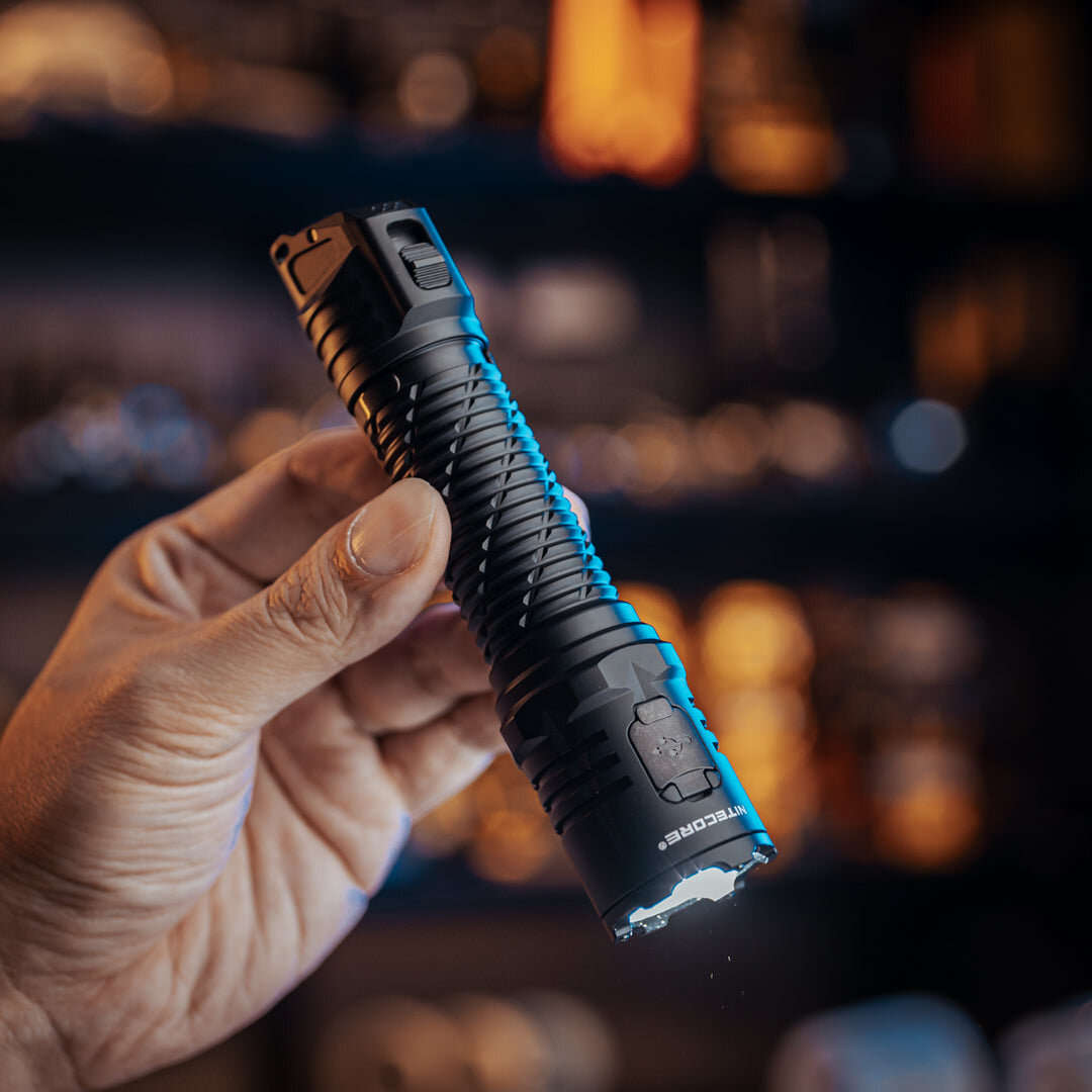 Black - NITECORE P27iX 5000LM Tactical Flashlight USB-C Rechargeable 430M Beam IP68 Waterproof Power
