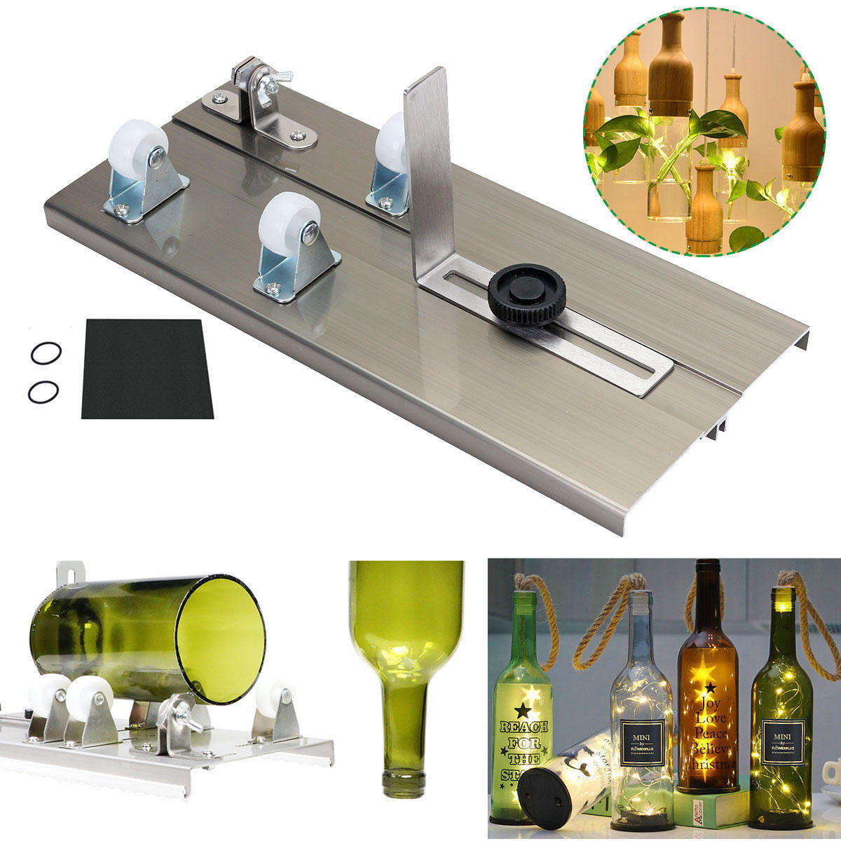 Glass Bottle Cutter Kit Make Glasses Bottles Cutter with Edge Sanding Paper