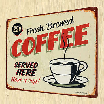 Coffee Tin Sign Retro Vintage Metal Plaque Bar Pub Cafe Wall Decor