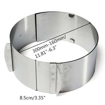 6 to12 Inch Stainless Steel Adjustable Mousse Cake Ring Baking Mold