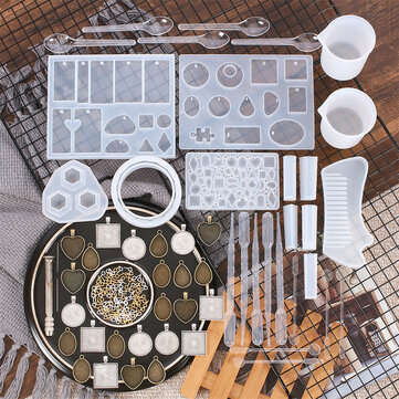151Pcs Silicone Mould Resin Silicone Resin DIY Bracelet Pendant Resin Casting Molds Tools Set For DI