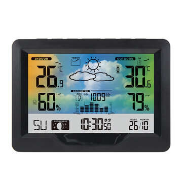 FanJu Indoor Outdoor Wireless Weather Station Thermometer Hygrometer Forecast Air Pressure Time Disp